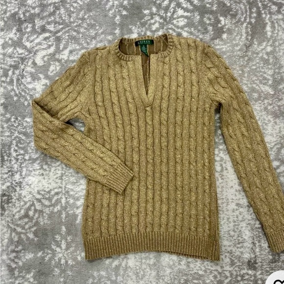 Gold and metallic Ralph Lauren holiday sweater - Picture 2 of 3